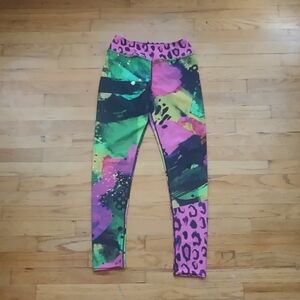 Loony Legs London Leggings Womens L Abstract MultiColor Modernist Active